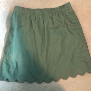 J, Crew women’s scalloped linen skirt in green